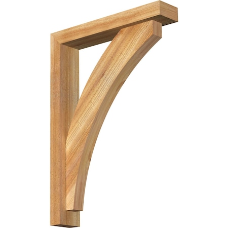 Ekena Millwork Thorton Block Rough Sawn Bracket w/ Offset Brace, Western Red Cedar, 4"W x 20"D x 28"H BKT0402X20X28THR05RWR